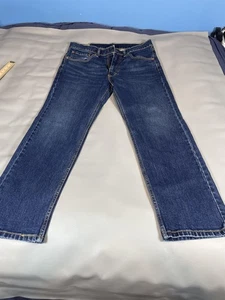 Levis 505 Jeans Mens 34x29 Dark Wash Blue Straight Stretch American Denim Sturdy - Picture 1 of 15