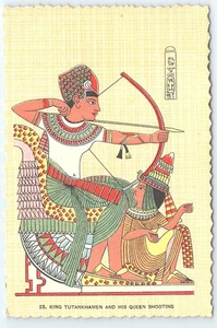 AK König Tutanchamun & seine Königin schießen künstlerisches ägyptisches Wandbild um 1939 - Bild 1 von 3