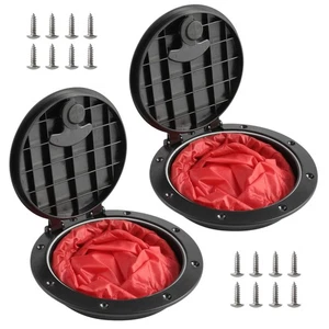 2 PCS 6'' Black Deck Plate Kit Deck Hatch with Storage Bag for Fishing Kayak Boa - Picture 1 of 7