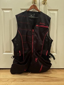 Browning Ace Shooting Vest Sz XL Black Red Reactar Pocket Good Condition - Picture 1 of 6