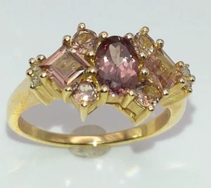 10Karat Gelbgoldring mit Granat und Diamant Größe 57 - Bild 1 von 6
