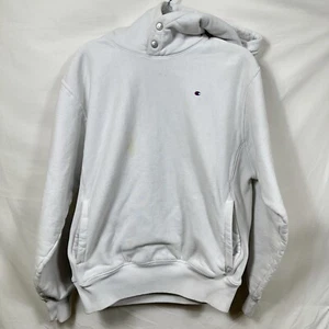 Vintage Champion Reverse Weave Distressed Snap Neck Snorkel Hoodie Streetwear M - Picture 1 of 13