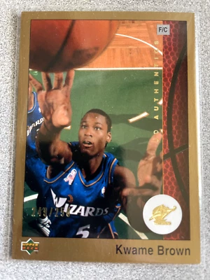 2002-03 UD Authentics Kwame Brown Gold Parallel Card /250 #90 Wizards - Image 1 of 2