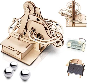 3D Wooden Marble Run Puzzle,DIY STEM Model Kit,Solar Powered Gift for Ages 8+ - Picture 1 of 6
