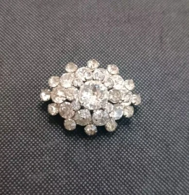 Broche prendedor vintage tono cristal y plata sin firmar Foto 1 de 4