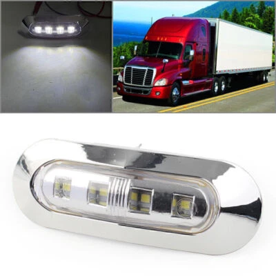1pc WHITE 4 LED Side Clearance Marker Light For Car Truck Trailer Van Pickup - Image 1 of 4