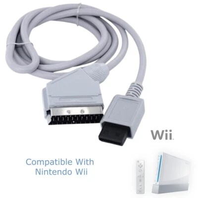 Scart Lead Video AV Cable For Nintendo Games Console Wii 6 ft 1.8m Grey - Image 1 of 3