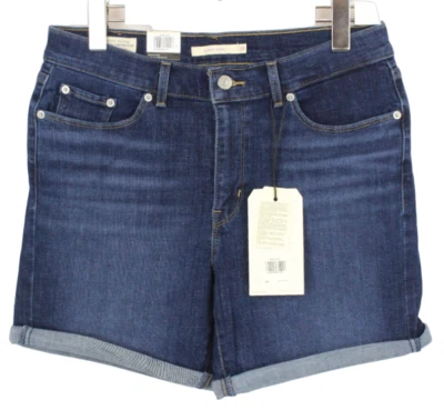 LEVI's Classic Premium Shorts Women's W28 Denim Whiskers Faded Blue - Image 1 of 4
