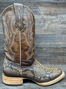B5000 Herren echte Python quadratische Zehenpartie Westernstiefel in taupe by Corral - Bild 1 von 4