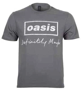 Oasis T Shirt Definitely Maybe Distressed Decca Logo Text Official New Grey - Picture 1 of 5