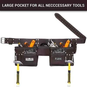 FUERI Heavy Duty Construction Tool Belt, 11 Pockets Tool Pouches with Belt - Picture 1 of 4