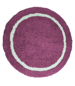 Badteppich Badvorleger Badematte ultraweich Microfaser 78cm rund lila-mauve weiß - Bild 1 von 1