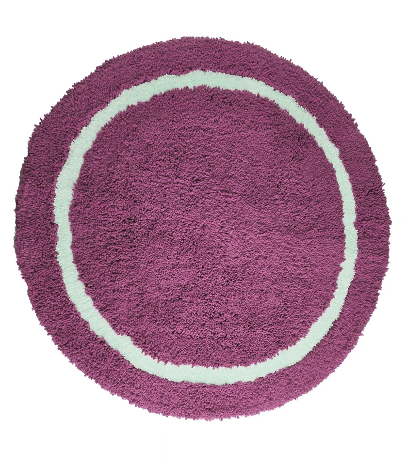 Badteppich Badvorleger Badematte ultraweich Microfaser 78cm rund lila-mauve weiß - Bild 1 von 1