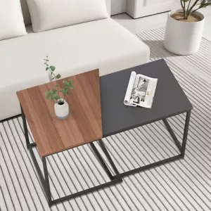 2er-Set Couchtisch Beistelltisch Sofatisch Kaffeetisch Wohnzimmer Stahlgestell - Bild 1 von 9