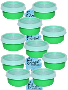Tupperware SMIDGETS grün mit durchsichtigen Dichtungen ~ Mini 1 oz Behälter ~ 10er Set NEU! - Bild 1 von 1