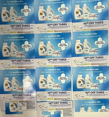 Cupones de lavandería suavizante de rebote Downy detergente de descuento de $5 para marea vencidos 12/25 lote X 10 Foto 1 de 3