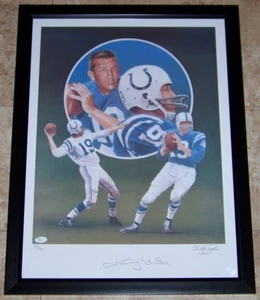 Johnny Unitas Signed Autographed Framed Paluso Football Litho Lithograph JSA COA - Picture 1 of 3