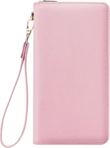Women'S Wallet RFID Blocking Long Clutch Zip around Travel Leather Purse Large C - Picture 1 of 12