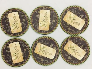 Studio 18 Coasters Set of 6 Paper Coasters Green Leaf Leaves Red Berry Berries - Picture 1 of 4