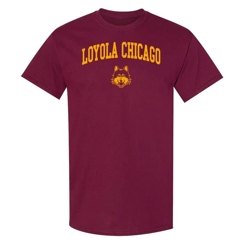 Loyola University Chicago Ramblers Arch Logo Licensed Unisex Tee - Maroon Cover