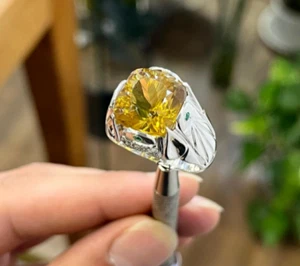 Citrine Stone 925 Sterling Silver Ring African Citrine Ring Natural Citrine Ring - Picture 1 of 5