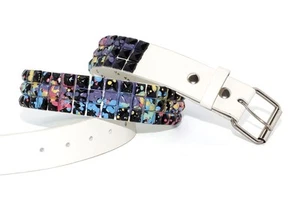 95602-Toneka Emo Vibe Unisex dreireihig Multi Splatter Nieten Pyramide Punk Gürtel - Bild 1 von 5