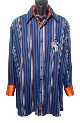 Knockout Denim Products Striped Fleur de Lis Flip Cuff Button Up LS Shirt Sz XL - Image 1 of 4