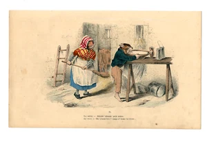 24. Caricature Engraving Signed Grandville. "The Metamorphoses of the Day, 1869" - Picture 1 of 2