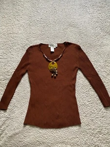 Joseph A. Suéter Pullover Niña Manga Larga Cuello en V con Collar Marrón Talla XL - Imagen 1 de 9