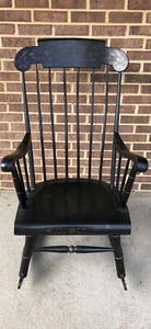 NICHOLS & STONE Gardener, MA Hitchcock Black & Gold Rocker / Rocking Chair - Picture 1 of 6
