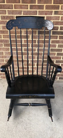 NICHOLS & STONE Gardener, MA Hitchcock Black & Gold Rocker / Rocking Chair Cover
