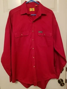 Vtg Duck Head Mens Red sz Large L/S Button Up Shirt 2 Chest Pockets Made In USA - Picture 1 of 5