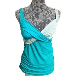 LANDS’ END Damen Tankini kreuz und quer verstellbare Träger Gr. 8L türkis Bügel - Bild 1 von 9