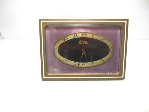 Antique 8 Tage Day Huber Shelf Boudoir Clock Engine Turned Violet Purple Orchid Cover