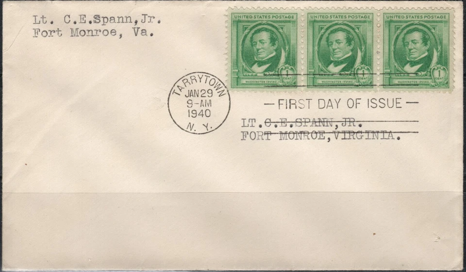 US Scott #859 "Washington Irving" Famous Americans, 1 cent addressed FDC - Image 1 of 1