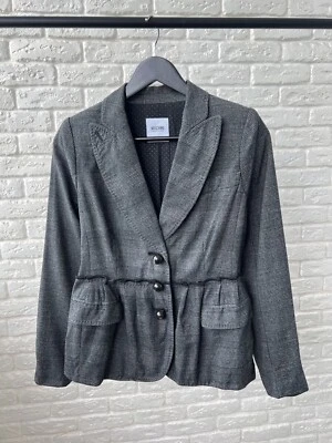Moschino Italy Gray Lana Wool Checked Blazer Jacket Women's Size 42 IT - Image 1 of 4