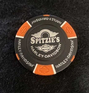 Albany-Schenectady, New York Harley Davidson Poker Chip / Schwarz & Orange  - Bild 1 von 3