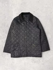 vintage barbour liddesdale hunting quilted jacket S M black coat - Picture 1 of 9