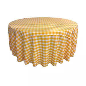 LA Linen Polyester Gingham Checkered 120-Inch Round Tablecloth. Made in USA - Picture 1 of 10