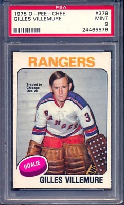 1975-76 OPC O PEE CHEE NHL #379 Gilles Villemure PSA 9 MINT N Y Rangers Low Pop - Image 1 of 2