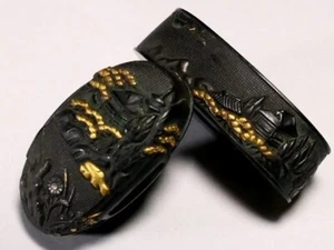 FUCHIKASHIRA Schwert Katana Edo Kupfertürme und Schreine japanisch antik mit Karton - Bild 1 von 9