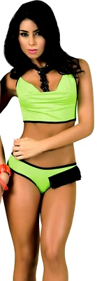 2029 Green Bikini Outfit Shorts Top Dance Gogo Club wear Swim Suit Rave S M L XL - Image 1 of 4