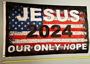 BANDIERA JESUS 2024 VENDITORE USA SPEDIZIONE GRATUITA!* La nostra unica speranza bandiera USA Dio segno USA 3x5' - Foto 1 di 1