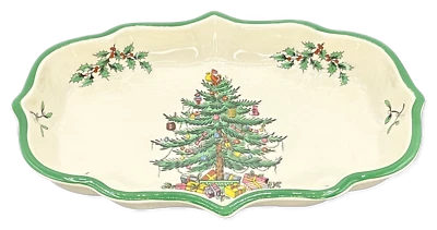 Spode рождественская елка конфеты блюдо Ogee Англии винтажный - Изображение 1 из 3