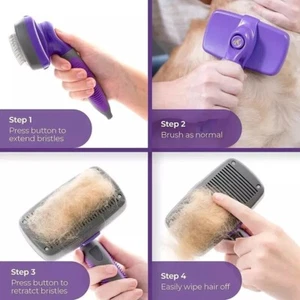 Self Cleaning Dog Cat Slicker Brush Grooming Fur Comb Shedding Hair - Picture 1 of 12