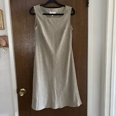 Vestido midi mujer sin mangas lino lana nueva forrado beige neutro talla 38 escada  Foto 1 de 4