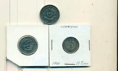 3 UNCIRCULATED COINS from UZBEKISTAN - 10, 20 & 50 TIYIN (ALL DATING 1994) - Image 1 of 2