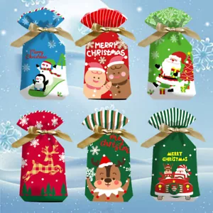 50 bolsas de Navidad con cordón bolsa de regalo de Navidad bolsa de caramelos medias - Imagen 1 de 10