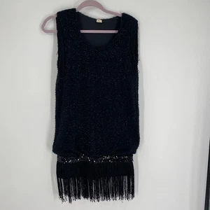 Schickes schwarzes Fransen Minikleid Gr. S - Bild 1 von 3