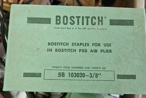 2 Vintage Boxes of Bostitch 3/8" Staples #SB 103020 For P50 Air Plier 4992 Count - Picture 1 of 4